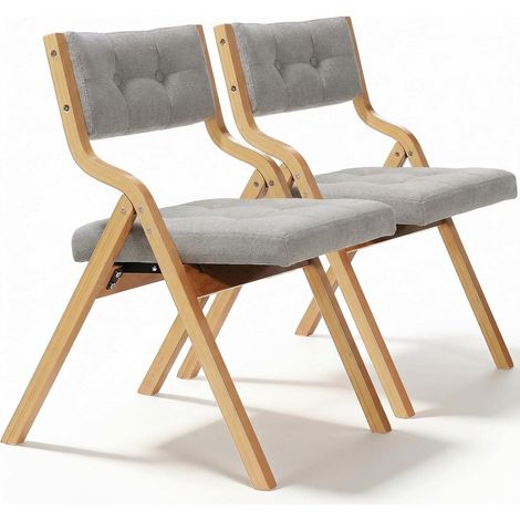 Gepolsterte Klappstühle aus Holz, Empfangsstühle, 47x55x77cm, für Büro, Hochzeit und Party (Grau, 2 Stühle) (1/5)