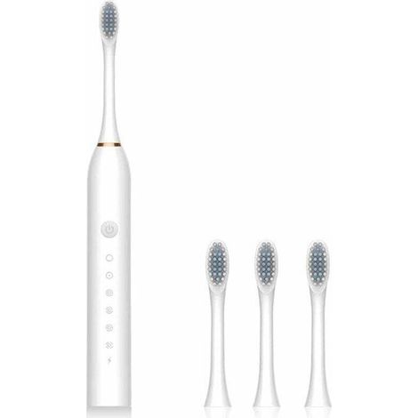 Brosse à dents électrique Portable IPX7 étanche Rechargeable 6 vitesses brosse à dents maison salle de bain dispositif de nettoyage, Blanc (1/5)