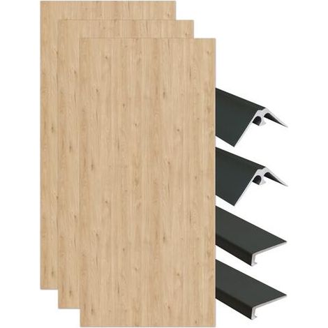 ONDEE - Kit instalación paneles murales nicho FLORA madera 120cm perfil negro (1/4)
