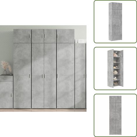 Rangement vertical - vidaXL Armoire de rangement gris béton 70x42,5x225cm bois d'ingénierie - Meuble de rangement (1/5)