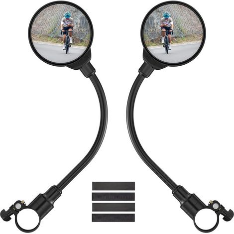 (Noir)2 Pièces Retroviseur Velo, 360° Réglable Retroviseur Trotinette Electrique, Rétroviseur Vélo Guidon pour Guidon 2232mm, Convexe Rétroviseurs, Rond HD Miroir pour Scooter Électrique (1/5)