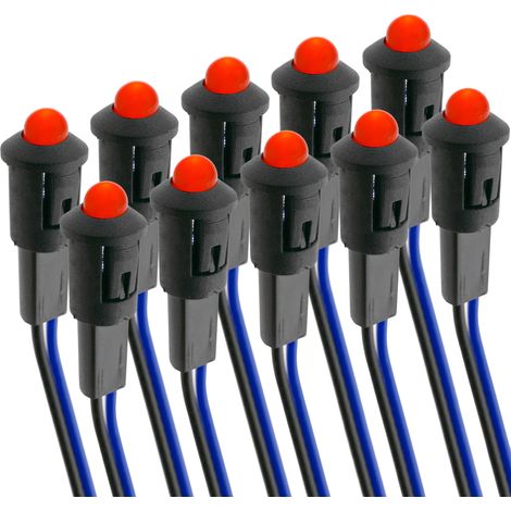 Lampe voyant LED 8mm 220VAC Pilote de couleur rouge 10-pack (1/4)