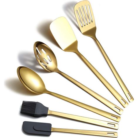 6-teiliges Küchenhelfer-Set aus Edelstahl, Gold, spülmaschinenfest