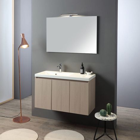 Móvil De Baño Suspendido 3 Puertas 90Cm Bañera Izquierda Con Espejo 90X60 Malaga (1/5)