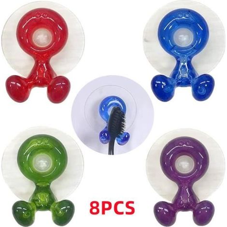 Porte-Brosse à Dents - Non spécifié - Mural - Ventouse - Matériaux PS/PVC - Couleurs variées (1/4)