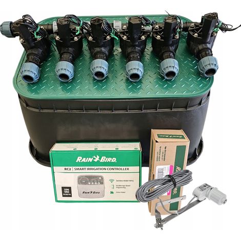 Kit Rain Bird a 6 stazioni: collettore a gomito, RC2, RSDBex, coppa, PE 25 (1/5)
