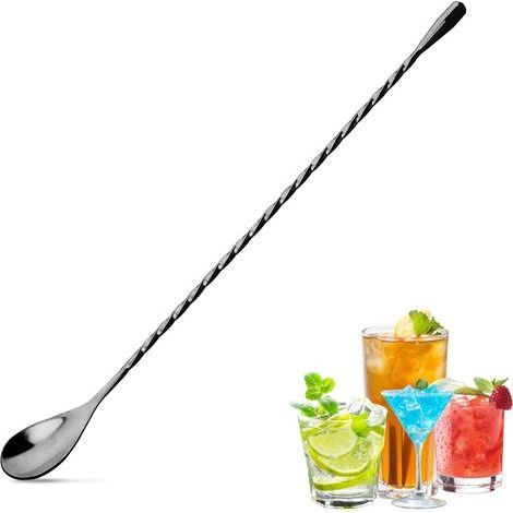 Cuillère de bar de 30,5 cm, mélangeur à long manche pour boisson, cuillère à cocktail en acier inoxydable (1, noir) (1/5)