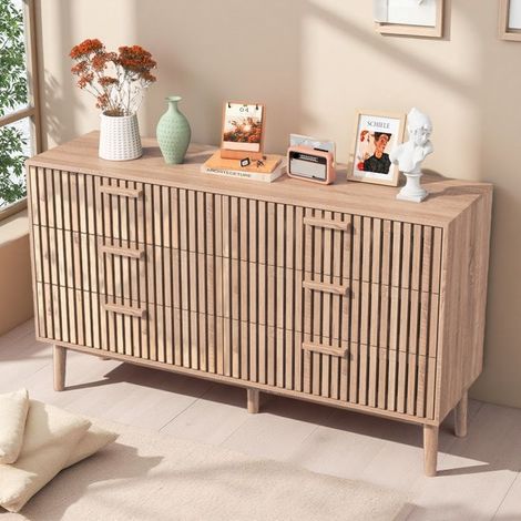 Buffet Bajo - Buffet de Salón - Buffet Bahut 6 Cajones de Madera - Cómoda Moderna - 100x34x73 cm - Mueble de Almacenamiento (1/5)