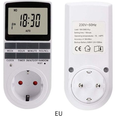 (1 confezione) Presa digitale programmabile con timer conto alla rovescia, timer digitale giornaliero/settimanale, programmatore di prese elettriche con schermo LCD e modalità casuale antifurto - Crez