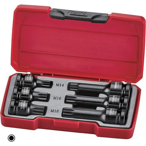 Juego de 6 vasos de impacto de 1/2” con punta SPLINE/XZN en largo de 43 y 78 mm. TENGTOOLS T9206