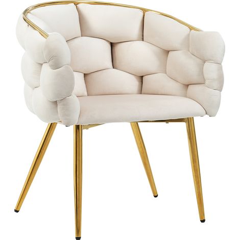 Chaises à bulles en velours de luxe - pieds en métal,style moderne de la mode pour salon, salle à manger - 70x47x80cm beige (1/5)