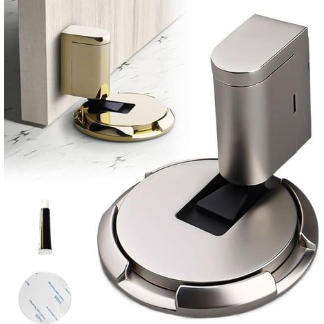 Cale Porte Bloc Porte, Butee de Porte Stop Porte, Magnétique en Métal Butée de Porte, Butee de Porte Magnetique Arrêt de Porte en Métal, loquet de porte magnétique pour maison,Brossé (1/4)