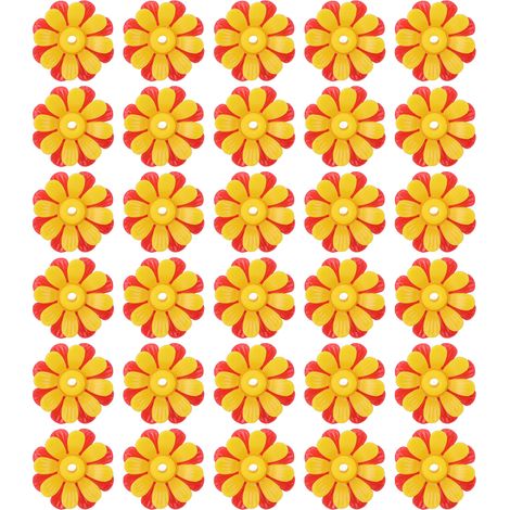 30 pièces mangeoires pour colibris fleurs de remplacement mangeoire à oiseaux aux couleurs vives pièces de ports d'alimentation faciles à nettoyer rouge + jaune (avec noyau)