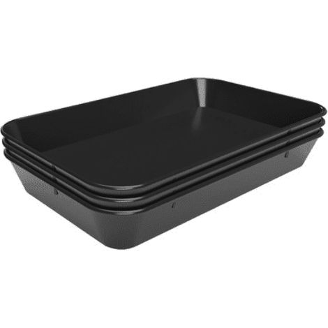 Lot de 3 plats de présentation lisse (L)280 x (P)420 mm, en mélamine noire, résistant à la chaleur (1/5)