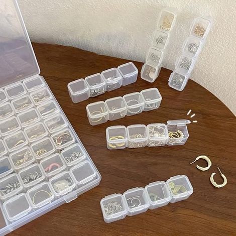 Mini boîte rangement plastique transparent56compartiments,bijoux perles (1/5)