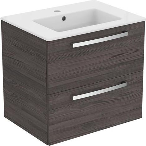 Pack meuble/vasque IS Eurovit 610x450x565mm Blanc / Décor gris lave