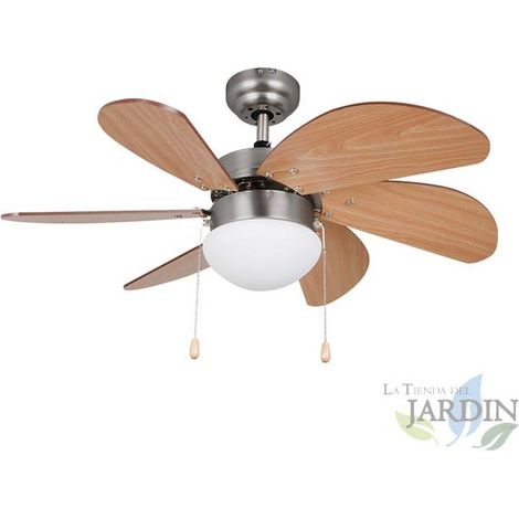 Ventilateur de plafond Orbegozo  Éclairage LED  3 vitesses  6 pales en bois  50 W  Design naturel