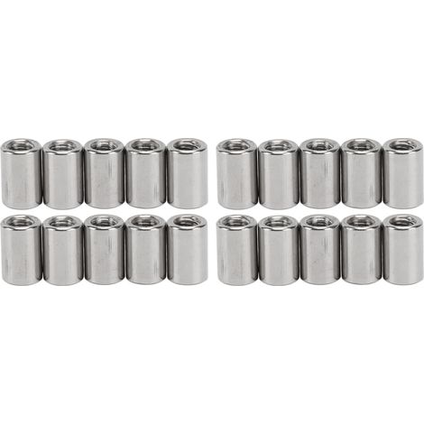20 écrous de raccordement ronds en acier inoxydable, filetage femelle M6 (1/5)