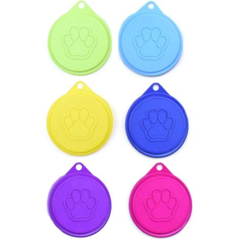 6PCS Couvercle Silicone Conserve Chien Chat Couvercles Alimentaire Réutilisables sans BPA Universels pour Nourriture en Bote De Animal Chien Chat, (Couleur Aléatoire), (1/5)
