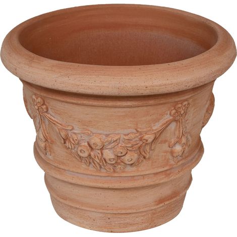 Biscottini – Jardinière en terre cuite 42 cm – Résistante aux intempéries – Fabriquée à la main en Toscane – Pot d'extérieur pour balcon