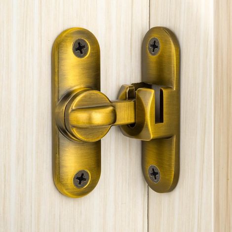 Shine Home Serrure de porte coulissante , verrou de porte pour portes coulissantes, 90/180 degrés, serrure de verrouillage pour porte coulissante, jardin, cuisine, fenêtre, laiton