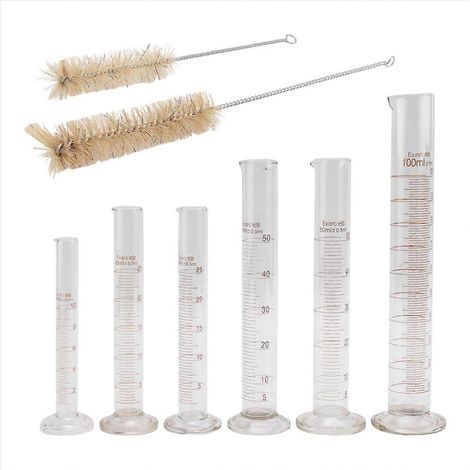 Ensemble de cylindres gradués en verre épais avec deux brosses (1/5)