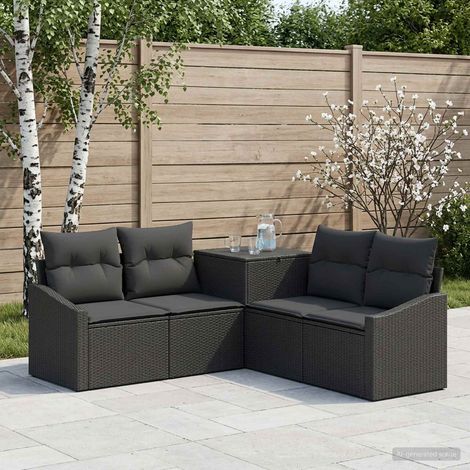 vidaXL Set di divani 5 pz Nero Rattan sintetico e Acciaio (1/5)