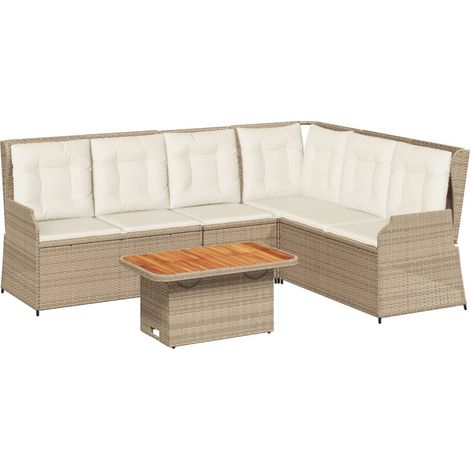 Maison Exclusive - 5-tlg. Garten-Lounge-Set mit Kissen Beige Poly