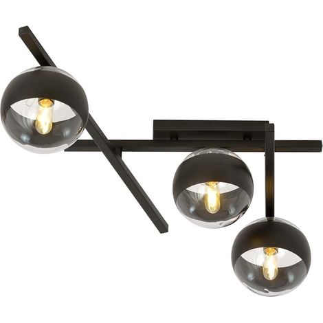 Plafoniera Moderna Teti Acciaio Nero 3 Luci E14 Ip20 (1/5)