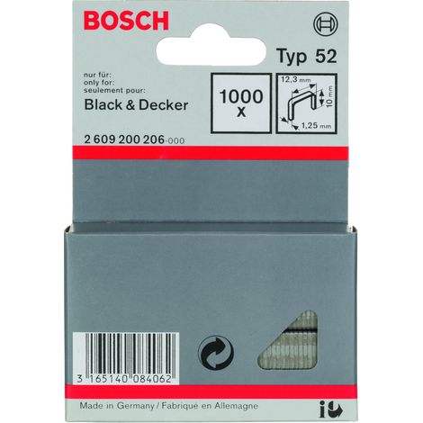 Bosch grapa de alambre plano tipo 52, 12,3 x 1,25 x 10 mm -2609200206