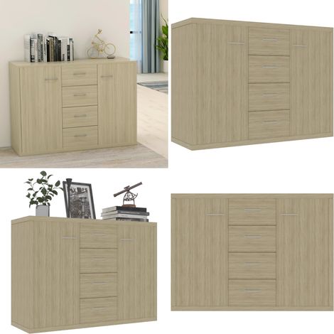 Credenza Rovere Sonoma 88x30x65 cm in Legno Multistrato - Credenza rovere - Credenza multistrato