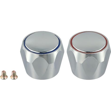 Lot de 2 poignées de robinet de rechange pour robinet chaud et froid, chromé, pour remplacer les robinets usés pour robinets de salle de bain et de cuisine (1/4)