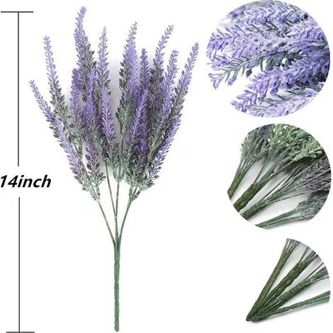 Lavande artificielle avec tiges floquées, 10 pièces, style champêtre pour décoration florale, mariage et jardinage (1/3)