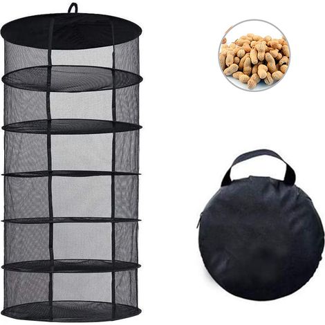 1 Filet de séchage, séchoir pliable 6 niveaux, maille respirante, pour herbes fleurs fruits, usage intérieur extérieur (1/5)