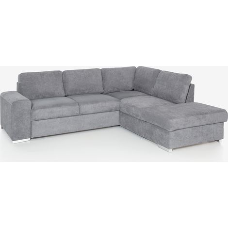 Moderner 3-Sitzer-Sofa mit rechter Ottomane in Chenille-Stoff Zafin - Grau (1/5)