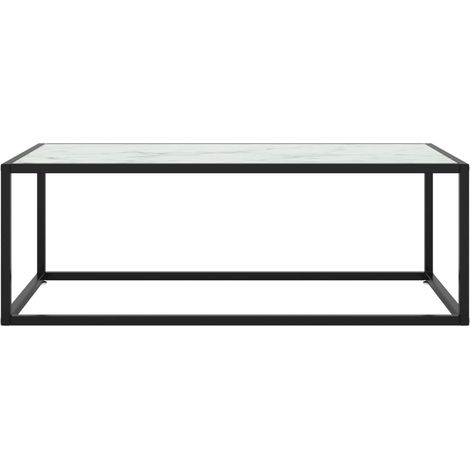 Maison Exclusive - Couchtisch Schwarz mit Weißem Glas in Marmor-O