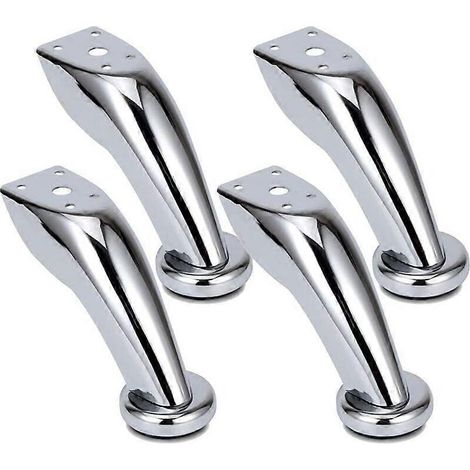 Ensemble de pieds de meubles, pieds de canapé épais en acier inoxydable, pieds chromés, pieds pour meubles, armoires et canapés-lits, compatibles avec canapés, chaises, tabourets et armoires. (1/5)