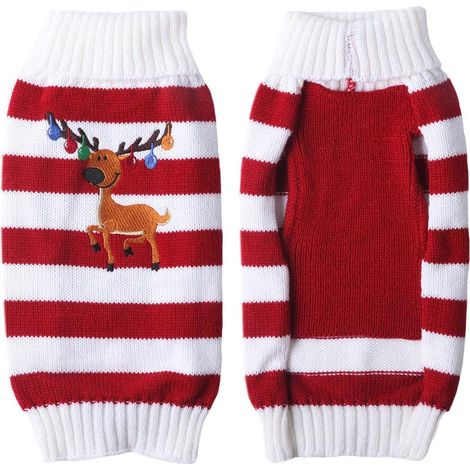 Pull de Noël à rayures pour chien de renne (XS, rouge) (1/4)