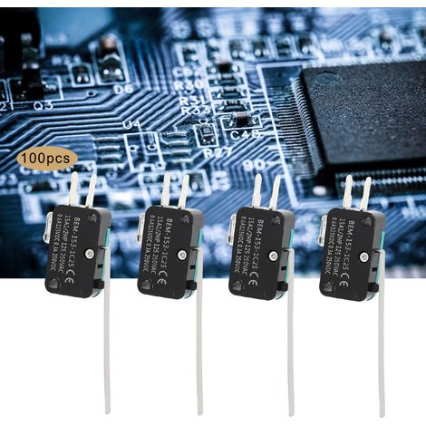 100 Stück BEM-Mikroschalter 250 VAC 15 A selbstrückstellende Mikroschalter für elektronische Geräte 153'1C25 (1/5)