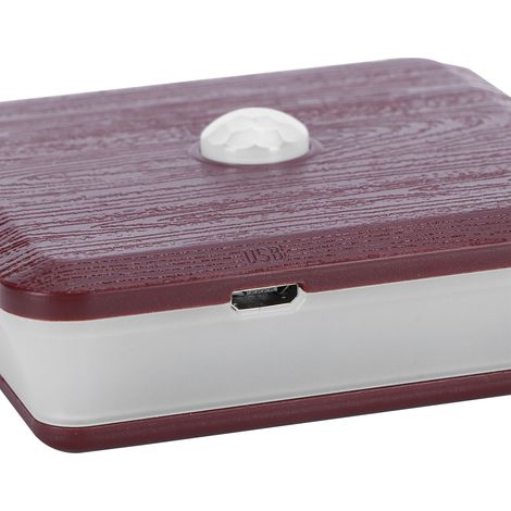 LED-Induktionslampe für Zuhause, mit intelligentem Sensor, Nachtlicht für Schlafzimmer oder Kleiderschrank, USB-aufladbar, in roter Holzoptik (1/5)