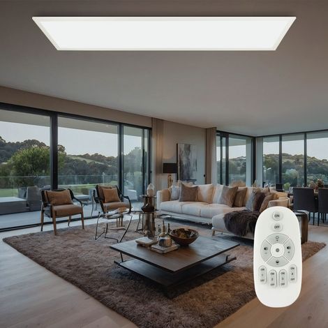 Plafoniera LED a pannello da superficie dimmerabile con telecomando lampada da soffitto bianca, 40W 3200lm bianco caldobianco freddo, LxH 120 x 5,3 cm (1/5)