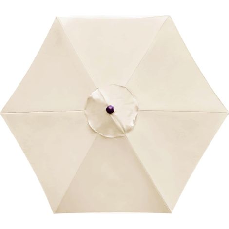 Auvent de remplacement pour cadre de parasol à 6 baleines, tissu de remplacement pour housse de parapluie, housse de parasol de jardin, beige, diamètre 3m (1/5)