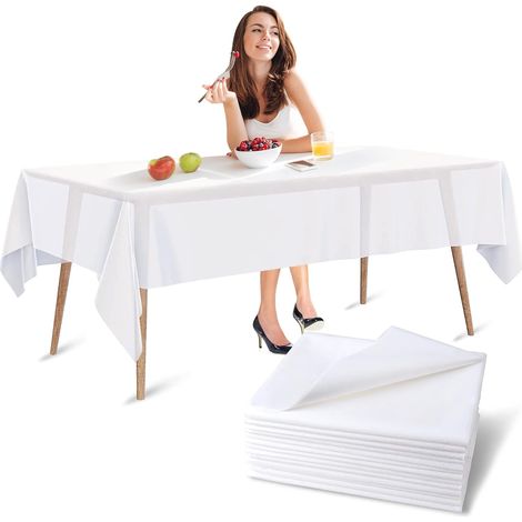 Nappe Blanche Jetable Effet Tissu, Lot de 10, 150 x 280 cm (1/5)