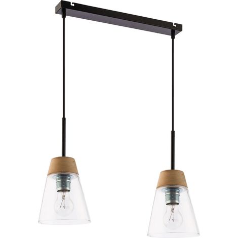 Lampada sospensione nordica nera vetro 2xE27 DOMINO Jupiter