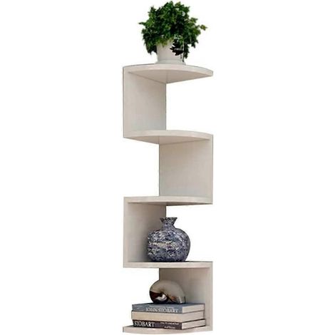 Étagère d'angle murale classique à 5 niveaux avec séparateurs semi-circulaires pour le rangement de livres et la décoration B (1/5)