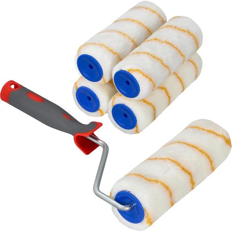 Lot de 5 rouleaux de peinture - Avec manche en caoutchouc - Pour travaux de peinture et de rénovation - 180 mm (1/5)