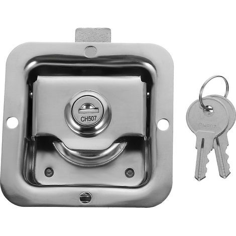 jeu de verrou de panneau en acier inoxydable pour remorque, compatible avec les véhicules de loisirs et de chantier.-9.5X8.3X4CM-Silver (1/4)