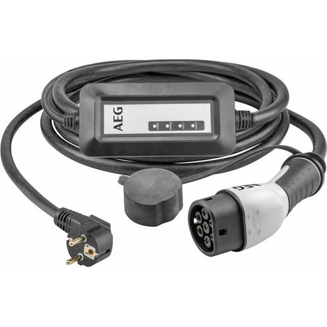 Caricatore portatile per veicolo elettrico e ibrido - AEG - Tipo 2 - Monofase, 16A, 230V AC - Presa di corrente 230V europea - L: 5m. (1/5)