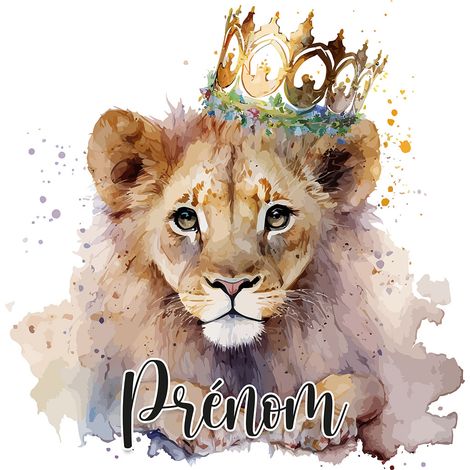 Papier peint panoramique enfant avec prénom personnalisable - Lionceau - 130 cm x 84 cm (1/2)