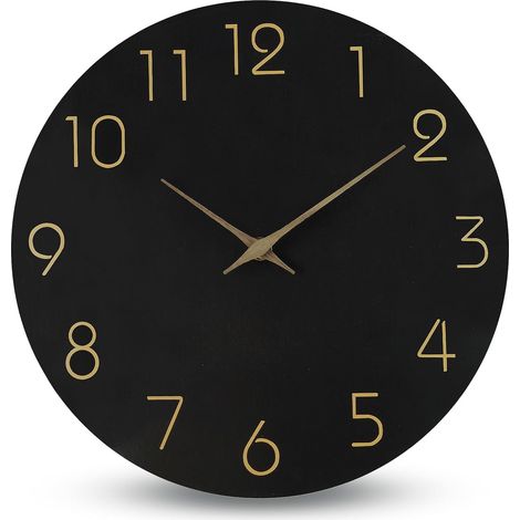 30CM Horloge Murale Design Moderne,12 Pouces Ronde Moderne Horloge Murale Silencieuse, Mouvement à Quartz Silencieux pour Salon,Bureau,Chambre(Noir) (1/5)